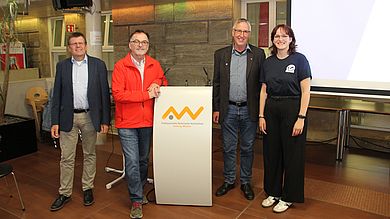 Die Redner des Technik Forums der OTH Amberg-Weiden im Juni (v.l.): Prof. Mario Mocker, Prof. Dr. Peter Thomas, Prof. Dr. Burkhard Berninger, Leah Ebert 