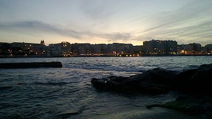 Strand, Meer, Dämmerung