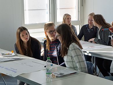 FOS BOS-Schülerinnen und -Schüler erarbeiteten nach dem Vortrag verschiedene Aufgaben zum internationalen Marketing.