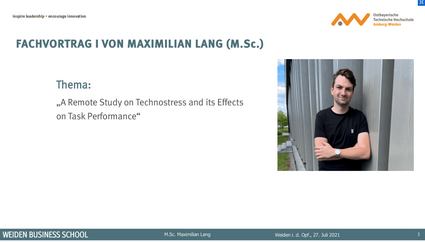 Eine Präsentationsfolie mit Bild des Referenten