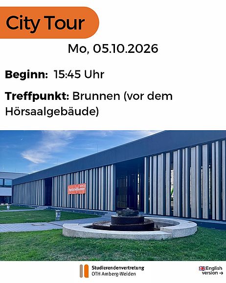 Flyer deutsch City Tour, alle Informationen im Text