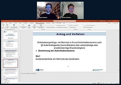 Screenshot der 2 Gastgeber der Online-Veranstaltung