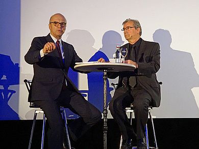 Prof. Dr. Wolfram von Rhein und  Prof. Ralph E. Hartleben beim einleitenden Sketch