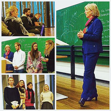 Jutta Carrington-Conerly (rechts), Rechtsanwältin und Master of Laws, verwandelte den Hörsaal in einen Gerichtssaal.