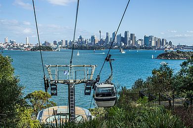 Blick auf die Stadt und das Wasser in Sydney