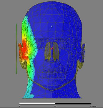 SAR Simulation mit CAE - Antenne neben Kopf