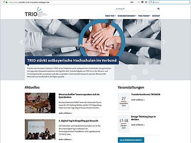 Bildschrimfoto neue TRIO-Internetseite