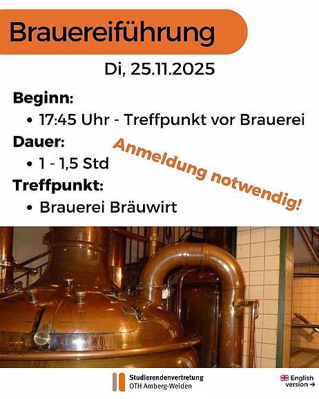 Brauereiführung, alle Infos ebenfalls im Text