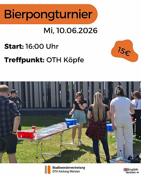 Flyer deutsch Bierpongturnier, alle Informationen im Text