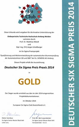 Deutscher Six Sigma Preis Praxis 2014