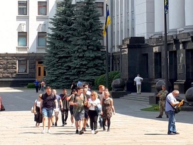 Die Studierenden im Regierungsviertel von Kiew