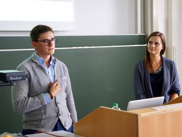 Florian Hagn und Lisa Samhammer berichteten über ihr Start-up.