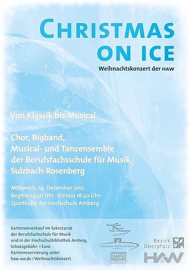In der HAW wird's winterlich: Die Berufsfachschule für Musik aus Sulzbach Rosenberg präsentiert am Mittwoch, 19. Dezember, 2012 in der Sporthalle der Hochschule Amberg ein genreübergreifendes Programm von Klassik bis Musical. Unter dem Motto „Christm
