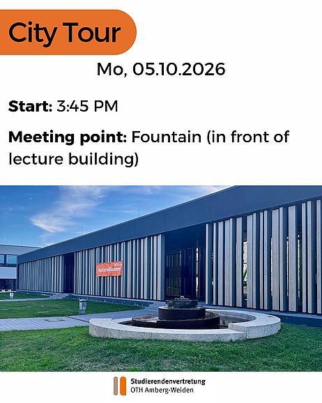 Flyer english City Tour, all information in the text
