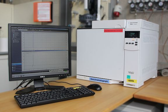 Um organische Säuren in wässrigen Medien zu Bestimmen wird ein Gaschromatorgraph eingesetzt.